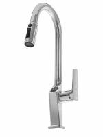 Смеситель для кухни с телескопической лейкой Grandezza Segreto Chrome SC23 подключением фильтра питьевой воды и Led-дисплеем (Хром)