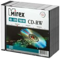 Перезаписываемый диск CD-RW Mirex 700Mb 12x slim box, упаковка 10 шт