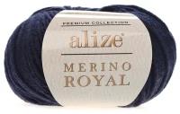 Пряжа Alize Merino Royal - 1 шт, 58 темно синий, 100 м/50 г, 100% мериносовая шерсть /Ализе мерино роял/