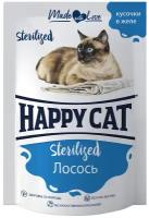 Влажный корм для кошек Happy Cat стерилизованных с лососем в желе 100 г