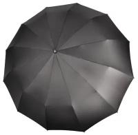 Зонт "Три Слона" мужской №912, радиус купола 58 см (D=104 см), 12 спиц, черный, ручка прямая пластик