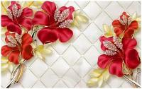 Фотообои Уютная стена "3D Драгоценные лилии" 430х270 см Виниловые Бесшовные (единым полотном)