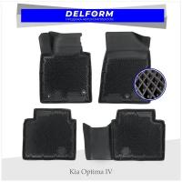 Коврики EVA/ЭВА 3D/3Д для Kia Optima IV/ Киа (Кия) Оптима 4 (2015-2020) Premium DelForm/ Hyundai sonata VII (LF) 2014-2019 в машину авто салон/ набор резиновых ковриков для автомобиля