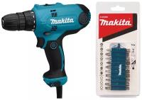 Шуруповерт сетевой Makita DF0300X3 + набор бит D-65028 10 шт