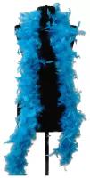Карнавальное боа из перьев индейки и курицы, голубое, для украшения одежды, 1 штука