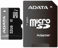 Карта памяти micro SDHC, 32 GB, A-DATA Premier, 50 Мб/ сек. (class 10), с адаптером