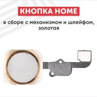 Кнопка HOME в сборе с механизмом и шлейфом для мобильного телефона (смартфона) Apple iPhone 6S, 6S Plus, золотая