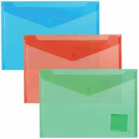 Папка-конверт с кнопкой ERICH KRAUSE «Classic», А4,(набор - 4 цвета по 6 штук) полупрозрачная, до 100 листов, 180 мкм, неон ассорти, 42931