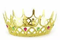 Карнавальная корона, Корона пластиковая, Элегант, Золото, 44*8,5 см, 1 шт