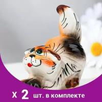 Сувенир Котик, трехцветный, гжель (2 шт)