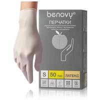 BENOVY, Перчатки латексные неопудренные, 50 пар