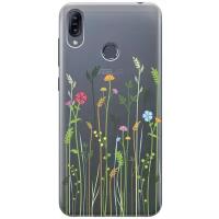 Ультратонкий силиконовый чехол-накладка Transparent для Asus Zenfone Max (M2) ZB633KL с 3D принтом "Flowers & Fern"