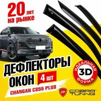 Дефлекторы боковых окон для Changan CS55 PLUS (Чанган ЦС55 плюс) 2019-2023, ветровики на двери автомобиля, Cobra Tuning