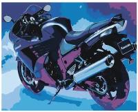 Картина по номерам, "Живопись по номерам", 40 x 50, ARTH-AH102, мотоцикл, вечер, транспортное средство, иллюстрация, cумерки, ночь