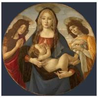 Картина (репродукция) "Мадонна с младенцем, святым Иоанном и ангелом", Боттичелли Сандро", печать на холсте
