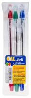Набор шариковых ручек Crown Oil Jell (0.5мм, 3 цвета чернил) 3шт. (OJ-500S/КСЗ)