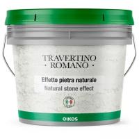 Декоративное покрытие Oikos Travertino Romano, белый, 5 кг