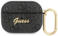 Чехол Guess PU leather 4G metal logo с карабином для Airpods Pro, серый