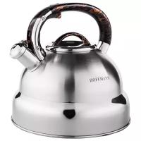 Чайник из нержавеющей стали со свистком Hoffmann 4,8 л. Для всех типов плит, для индукционной, газовой плиты