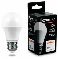 Лампа светодиодная Feron E27 15W 2700K груша матовая LB-1015 38035