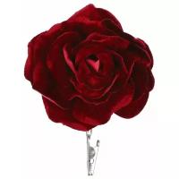 Украшение бархатная роза на клипсе, полиэстер, бордовая, 18х12 см, Edelman