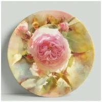 Декоративная тарелка Роза. Имитация акварели, 20 см