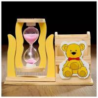 Песочные часы "Медвежонок", сувенирные, с карандашницей, 13.5 х 13.5 х 10 см, микс 3612384