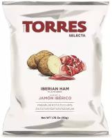 Премиальные испанские картофельные чипсы "Torres" cо вкусом хамона Iberico, нетто 50г