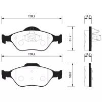 Колодки дисковые передние 150,4x18,6x61,3 для ford fiesta, mazda 2 1.3-1.6/1.4tdci/1.8di 00 Sangsin SP1565