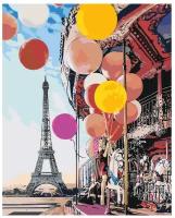 Картина по номерам, "Живопись по номерам", 40 x 50, FU29, Эйфелева башня, Париж, цирк, воздушный шар, лошадь, игра, Карусель