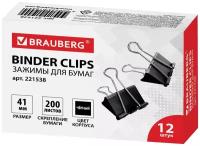 BRAUBERG Зажимы для бумаг, 221538, 41 мм