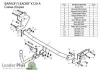 Фаркоп ТСУ для KIA CEED хетчбек (JD) 2012-2018 Лидер Плюс (Арт.K120-A)