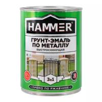 Грунт-эмаль по металлу 3 в 1 HAMMER, б/с, черная, 0,9 кг