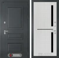 Входная металлическая дверь для дома с терморазрывом ATLANTIK с внутренней панелью 02 сандал белый стекло черное, размер по коробке 880х2050, левая