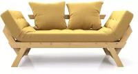 Садовый диван кушетка Soft Element Осварк Textile Yellow, массив дерева, рогожка, на дачу, на веранду, на терассу, в баню
