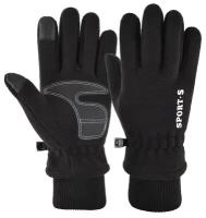 Перчатки тактические теплые флисовые сенсорные L/23см Sport, черные, для катания на лыжах, альпинизма, рыбалки и охоты