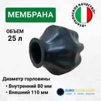 Мембрана для гидроаккумулятора 25LT-110 EPDM (9627) Eurotechnology, диаметр горловины внутрений 80, диаметр горловины внешний 110, для баков от 24 л