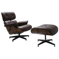 Кресло EAMES LOUNGE CHAIR коньячный и оттоманка EAMES LOUNGE CHAIR коньячный