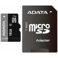 Карта памяти micro SDHC, 16 GB, A-DATA Premier, 50 Мб/сек. (class 10), с адаптером