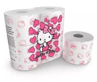 Туалетная бумага "Hello Kitty" с рисунком, Kartika Collection, 3 сл, 4 рул/200 л, World Cart