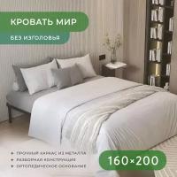 Двуспальная кровать металлическая, разборная без изголовья МИР 160х200 черная