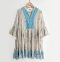 Платье женское в стиле бохо, 100% хлопок, Испания, ID: U4552V (L, Бежевый)