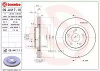 BREMBO 09. A417.11 Диск тормозной передний 296mm вентилируемый окрашенный