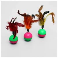 Игрушка-неваляшка для кошек с перьями, микс цветов ТероПром 1013043