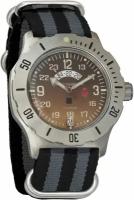 Мужские наручные часы Восток Командирские 350754-black-grey, нейлон, серый/черный