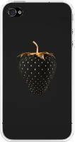 Силиконовый чехол на Apple iPhone 4/4S / Айфон 4/4S Черно-золотая клубника
