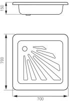 Поддон стальной квадратный 70*70*15