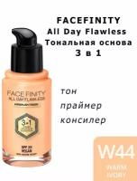 Max Factor Тональная эмульсия Facefinity All Day Flawless 3-in-1, SPF 20, 30 мл/45 г, оттенок: 44 Warm Ivory