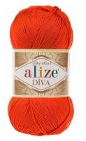 Пряжа Alize Diva - 1 шт, 37 оранжевый, 350м/100г, 100% микрофибра акрил /Ализе Дива/