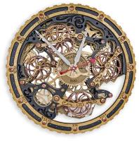 Часы Настенные Автоматон Bite 1682 Circle Черное Золото с вращающимися шестеренками